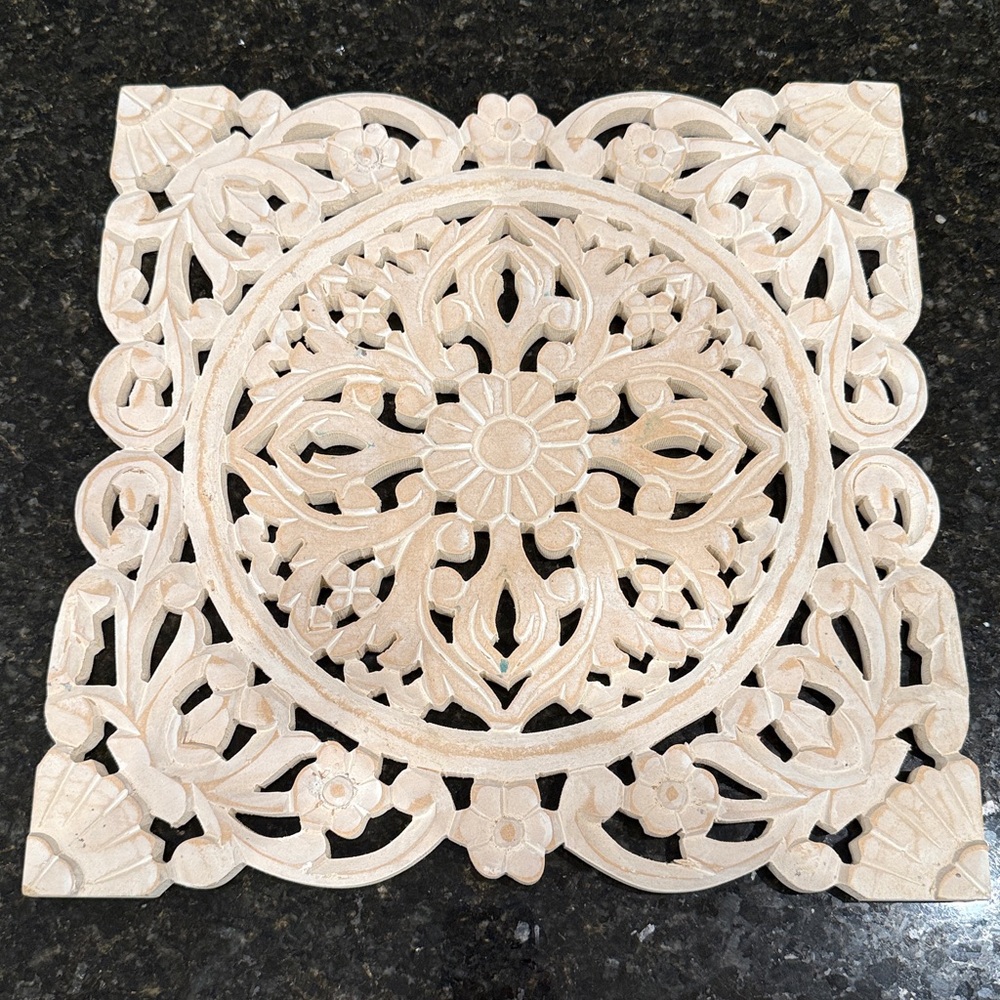 Z Gallerie Intricate Carved Wooden Placemats